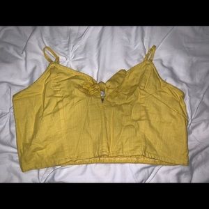 american eagle crop yellow tank